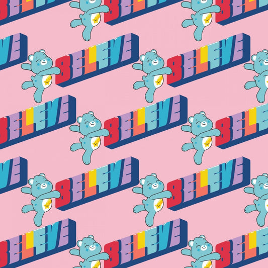 Licensed Care Bears Believe Believe Pink 44010607-1 Cotton Woven Fabric