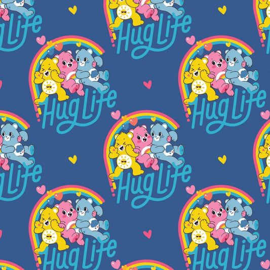 Licensed Care Bears Believe Hug Life Navy 44010602-2 Cotton Woven Fabric
