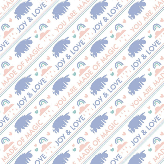 Licensed Disney Winnie the Pooh Be Happy Eeyore Made of Magic White 85430520-1 Cotton Woven Fabric