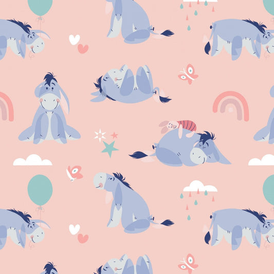 Licensed Disney Winnie the Pooh Be Happy Enjoy Little Things Blush 85430518-2 Cotton Woven Fabric
