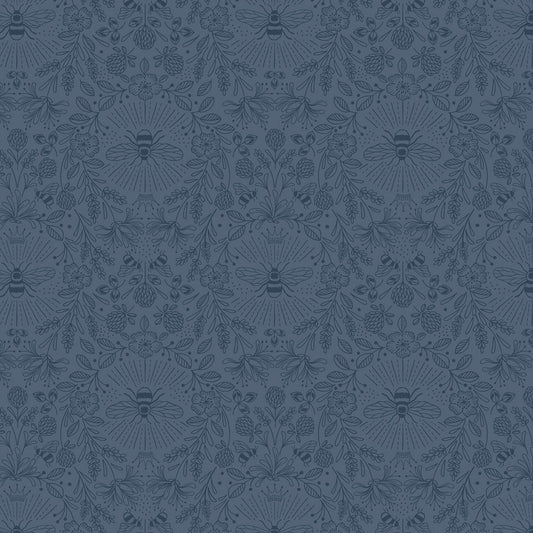 Queen Bee Queen Bee on Dark Blue A502.3 Cotton Woven Fabric