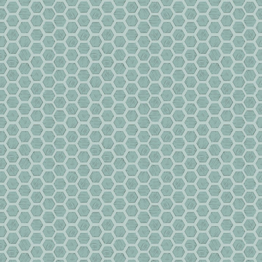 Queen Bee Honeycomb on Duck Egg A501.1 Cotton Woven Fabric