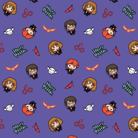 Licensed Harry Potter Kawaii Trio Toss Purple 23800673 5 Cotton Woven Fabric