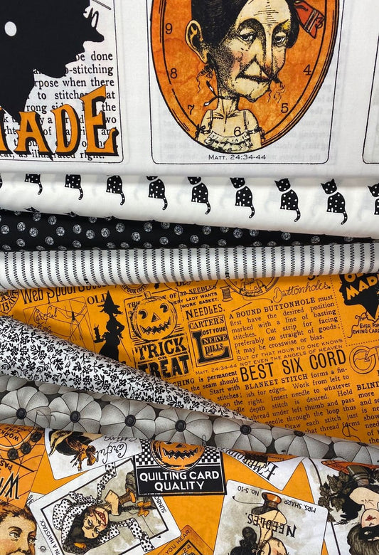 Old Made by J. Wecker Frisch Pumpkin Pins Gray C10595-GRAY Cotton Woven Fabric