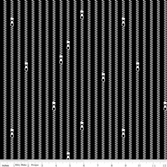 Old Made by J. Wecker Frisch Zipper Stripes Black C10597-BLACK  Cotton Woven Fabric