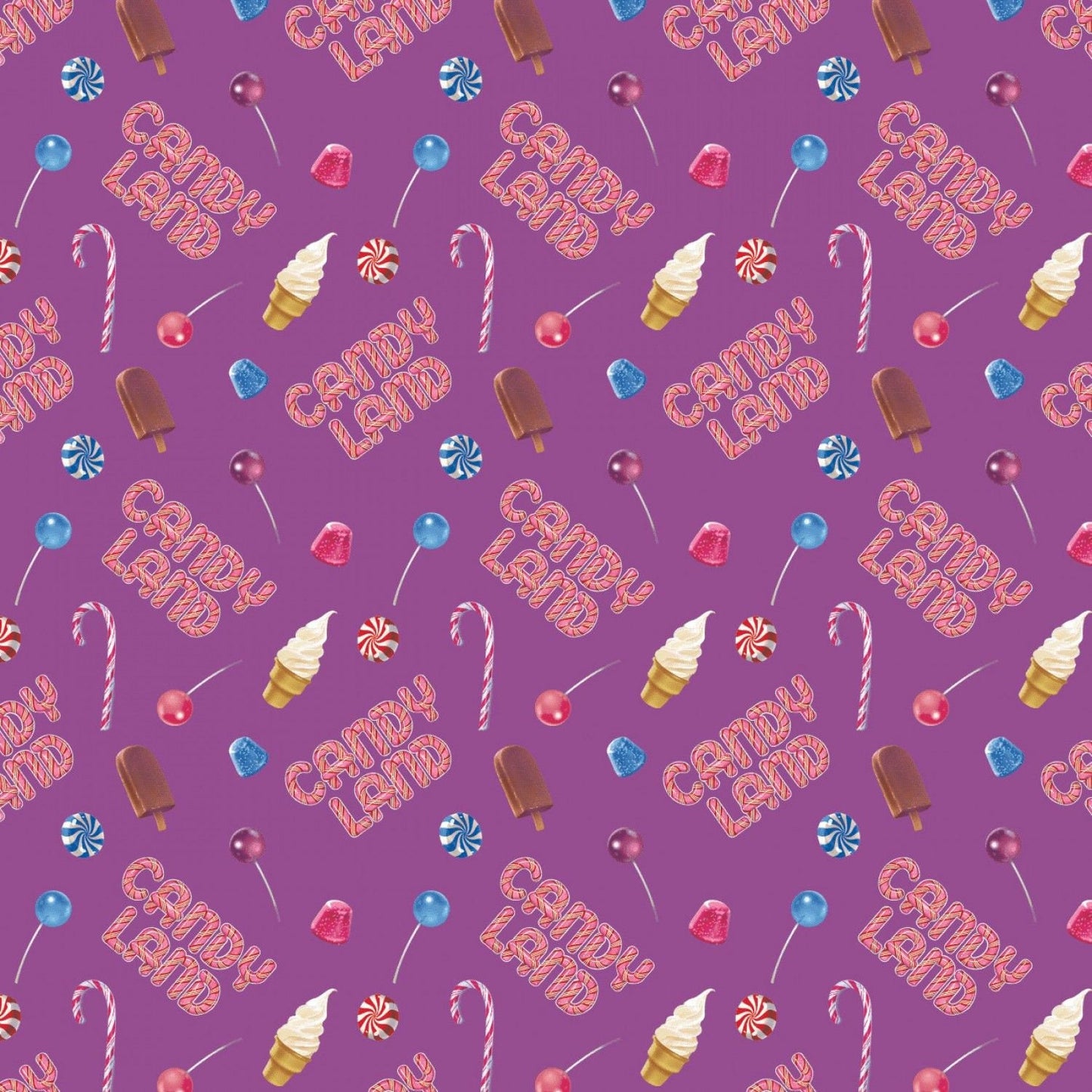Licensed Hasbro Gaming 2 Candy Land Treats Purple 95070303-2 Cotton Woven Fabric