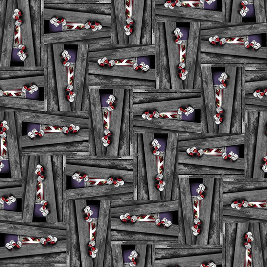 Hocus Pocus Halloween Peeking Mummies Gray 1576G-95 Glow in the Dark Cotton Woven Fabric