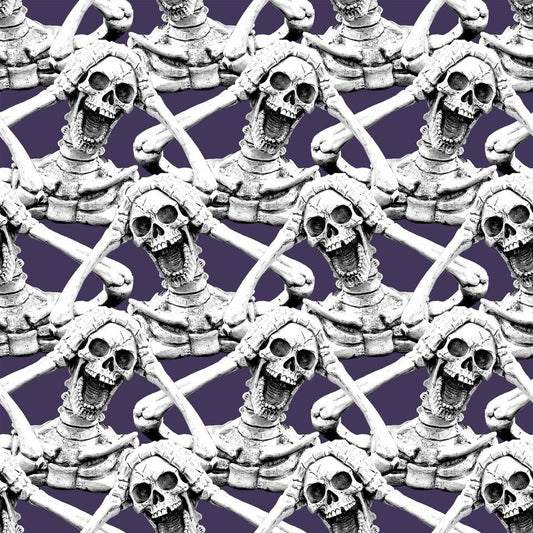 Hocus Pocus Halloween Screaming Skeleton Purple 1578G-55 Glow in the Dark Cotton Woven Fabric