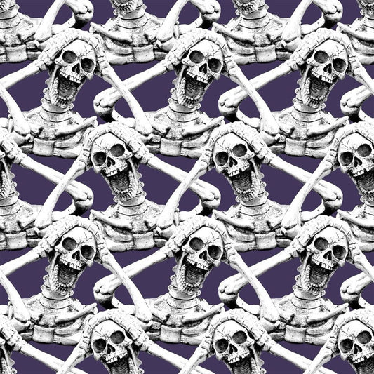 Hocus Pocus Halloween Screaming Skeleton Purple 1578G-55 Glow in the Dark Cotton Woven Fabric