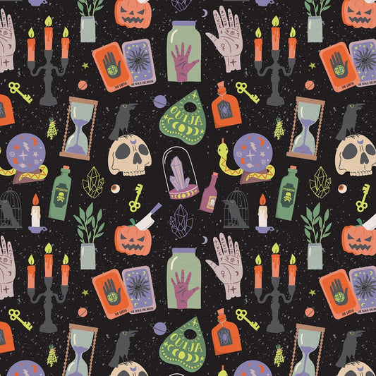 Mystical Halloween by Caroline Alfreds Main Black 120-21798 Cotton Woven Fabric