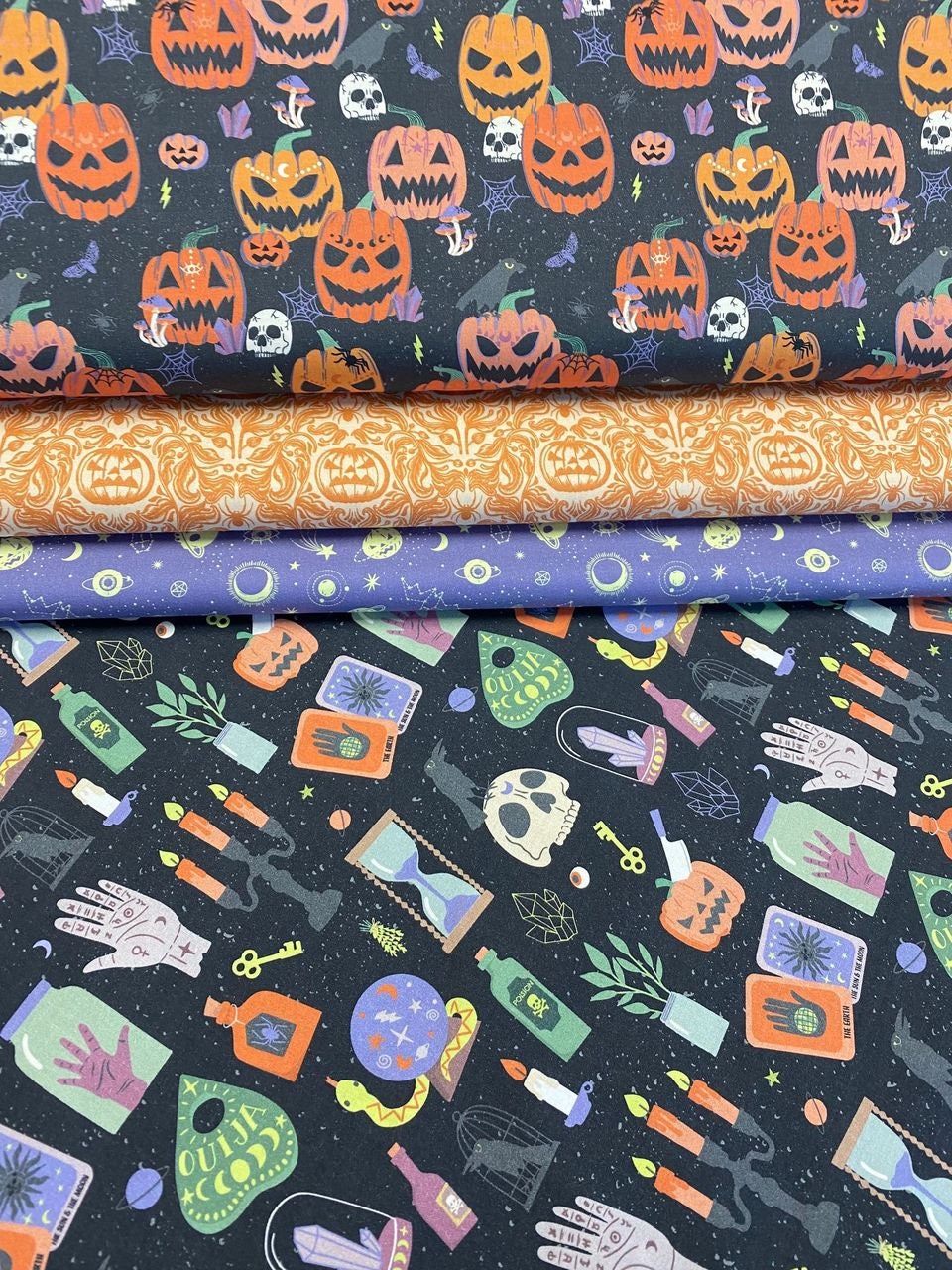 Mystical Halloween by Caroline Alfreds Pumpkin Floral Orange 120-21800 Cotton Woven Fabric