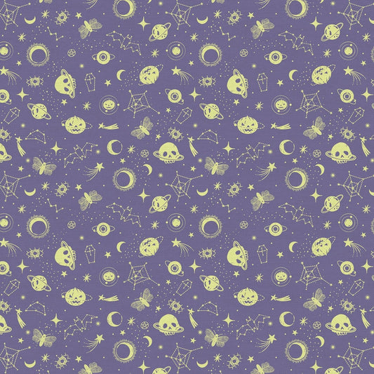 Mystical Halloween by Caroline Alfreds Mystical Space Purple 120-21801 Cotton Woven Fabric