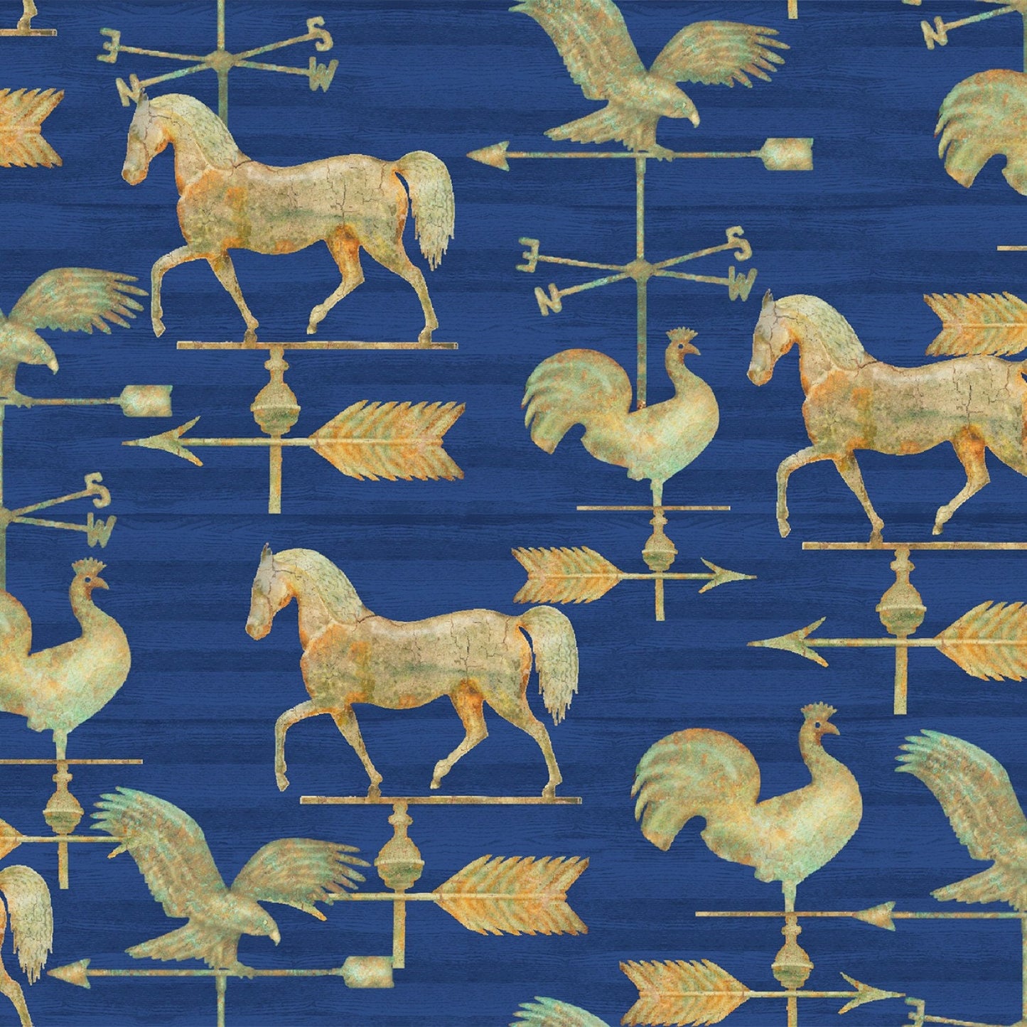 Patriotic Summer by Beth Albert Weathervane Patriotic Navy 17350-NVY Cotton Woven Fabric