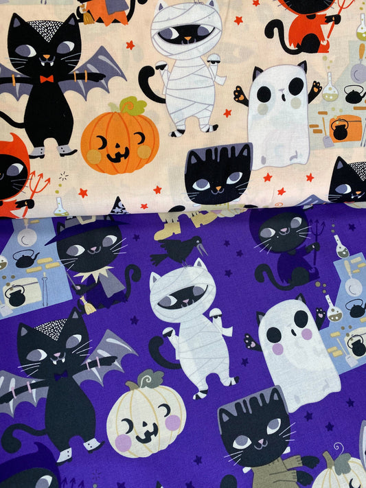 Haunted House Costume Kitty Blue Purple 8829c Cotton Woven Fabric