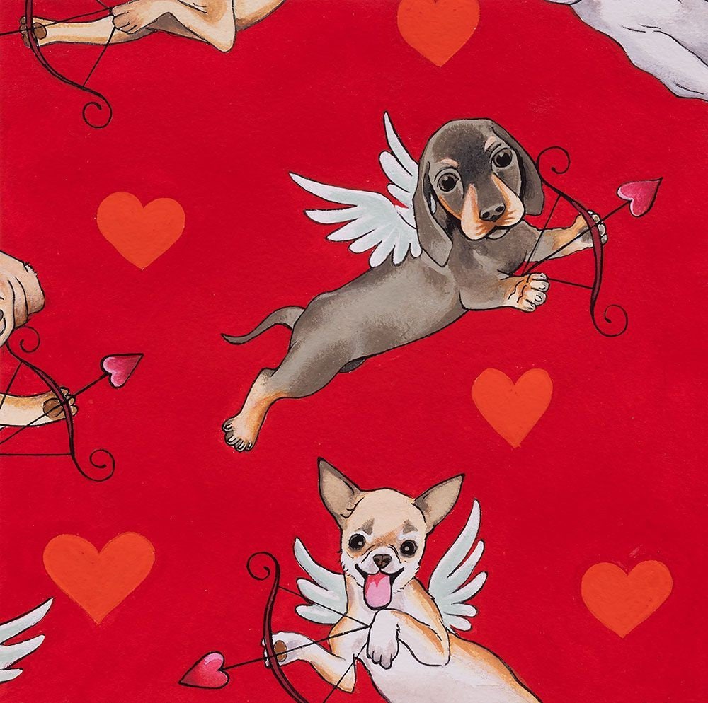 Nicole's Prints Puppy Love 8851C Red Cotton Woven Fabric