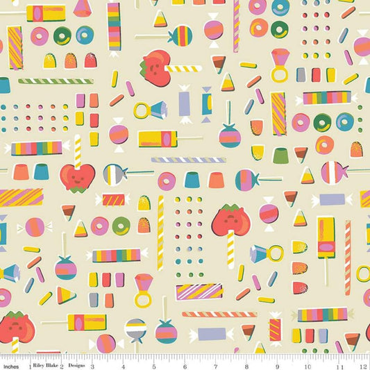 Tiny Treaters by Jill Howarth Retro Candy Cream C10482-CREAM Cotton Woven Fabric