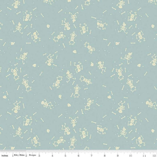 Tiny Treaters by Jill Howarth Skeletons Gray C10483-GRAY Cotton Woven Fabric