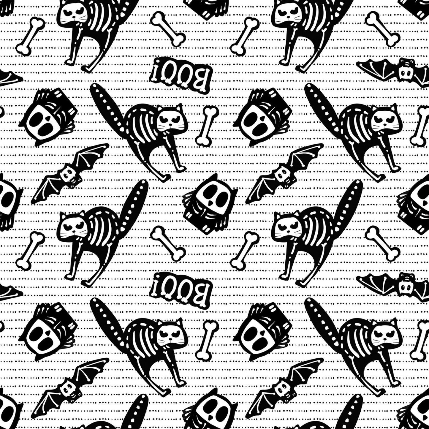 Glow Ghosts by Shelly Comiskey Tossed Bones of Motifs Black/White 9606G-9 Glow in the Dark Cotton Woven Fabric