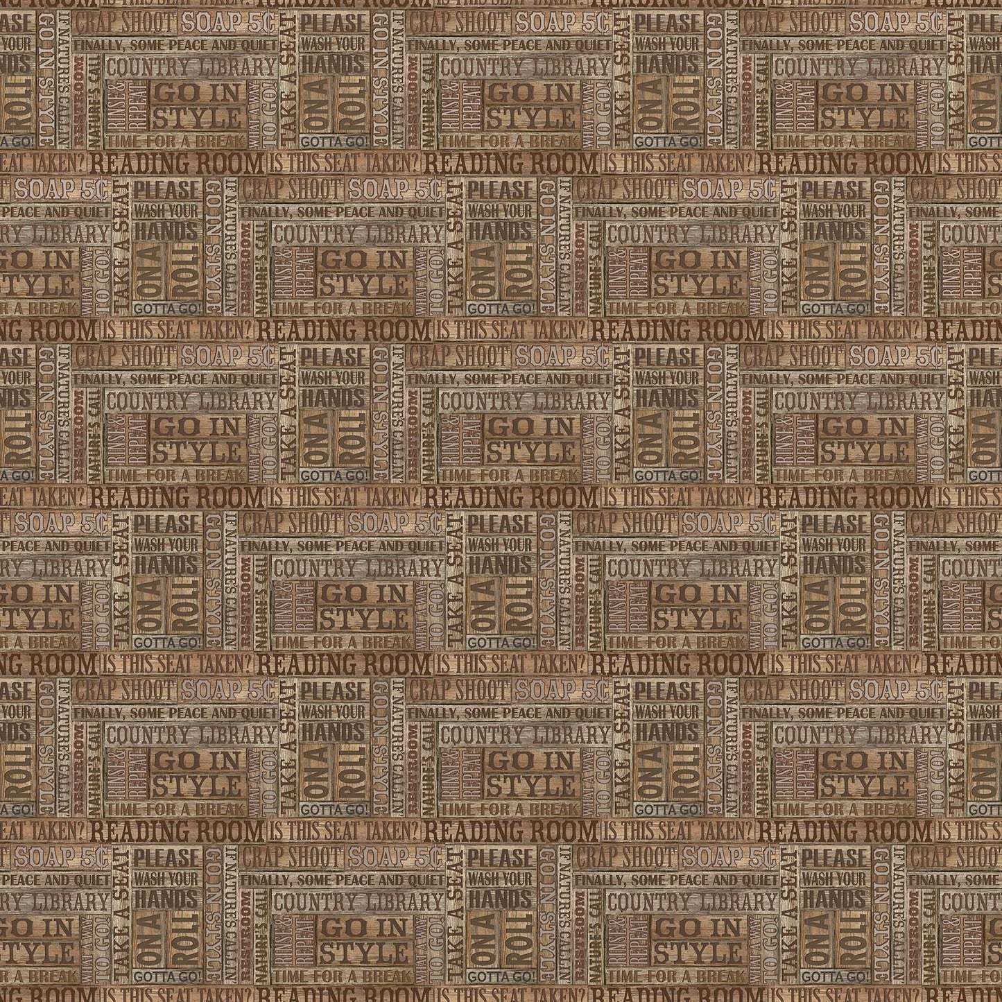 Nature's Calling Reading Room Light Brown 24041-14 Cotton Woven Fabric