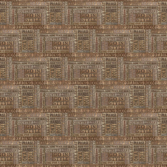 Nature's Calling Reading Room Light Brown 24041-14 Cotton Woven Fabric