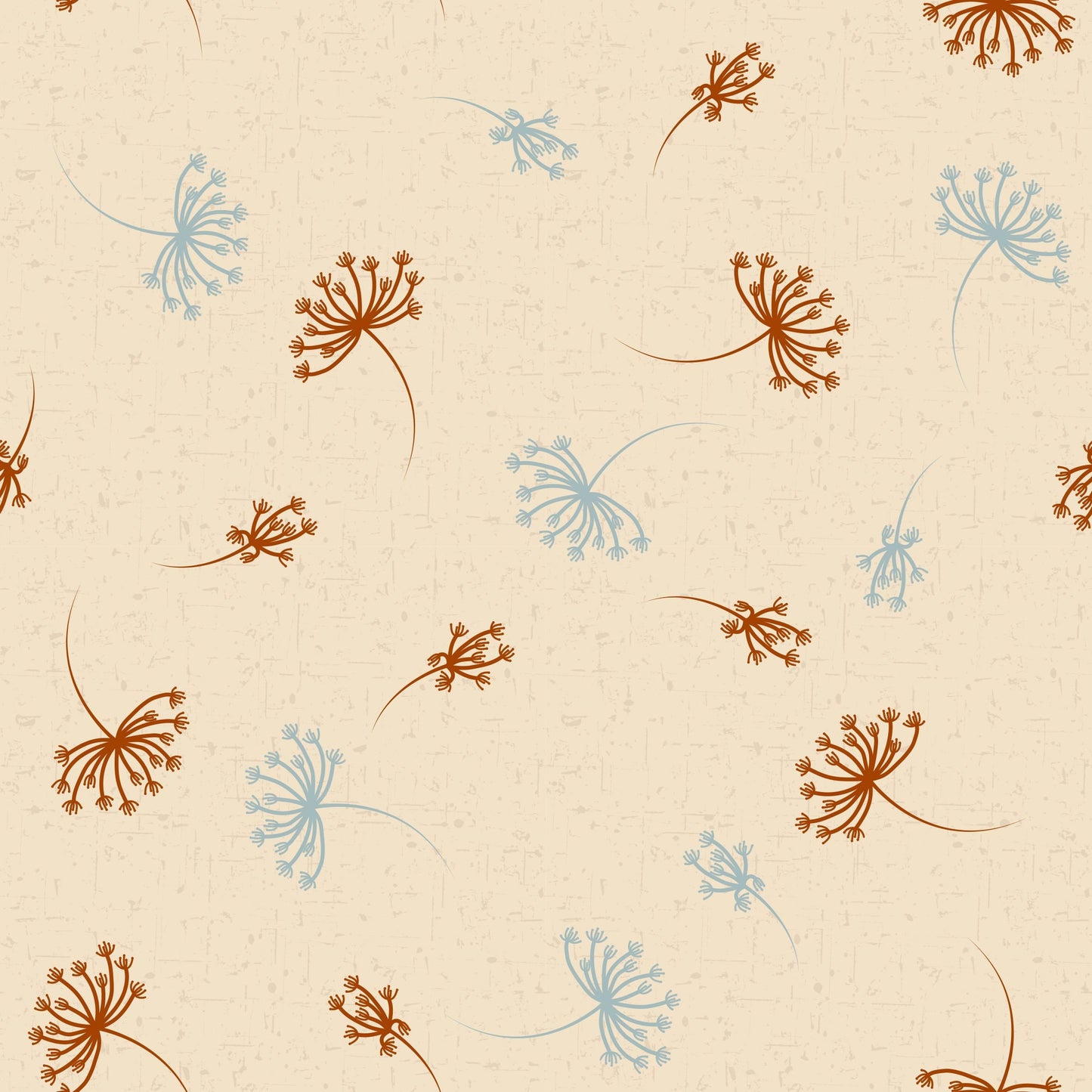 Birds on the Move Cognac and Dusty Blue Coloured Flowers on Sand 4501-416 Digitally Printed Cotton Woven Fabric