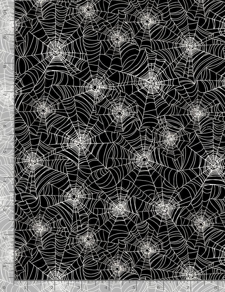 Halloween Web GAIL-CG7786-BLACK Glow in the Dark Cotton Woven Fabric