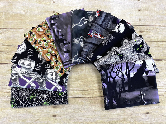 Hocus Pocus Halloween Halloween Motifs Black 1581G-99 Glow in the Dark Cotton Woven Fabric