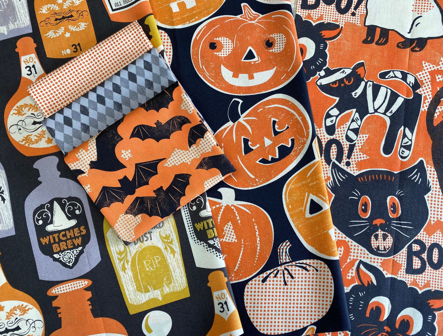 Spooktacular by Maude Asbury Halloween Harlequin PWMA010.XGREY Cotton Woven Fabric