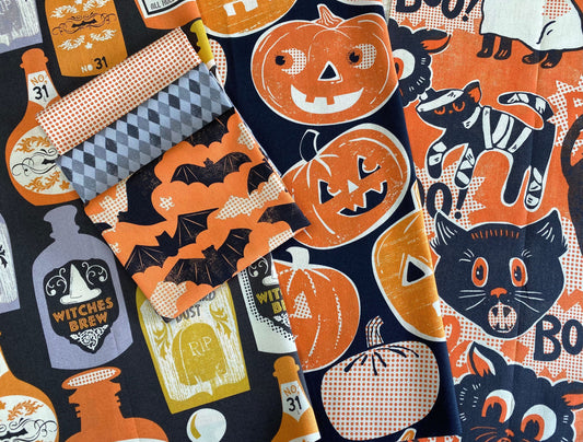 Spooktacular by Maude Asbury Scaredy Cat Orange PWMA011.XORANGE Cotton Woven Fabric