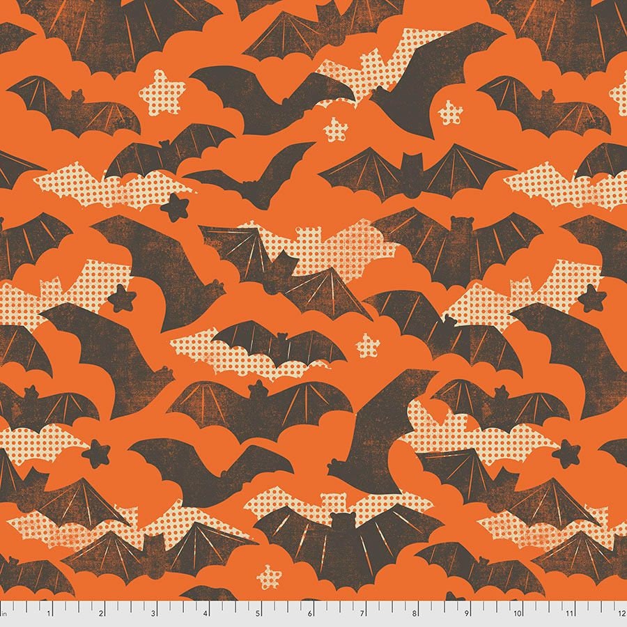 Spooktacular by Maude Asbury Gone Batty Orange PWMA007.XORANGE Cotton Woven Fabric