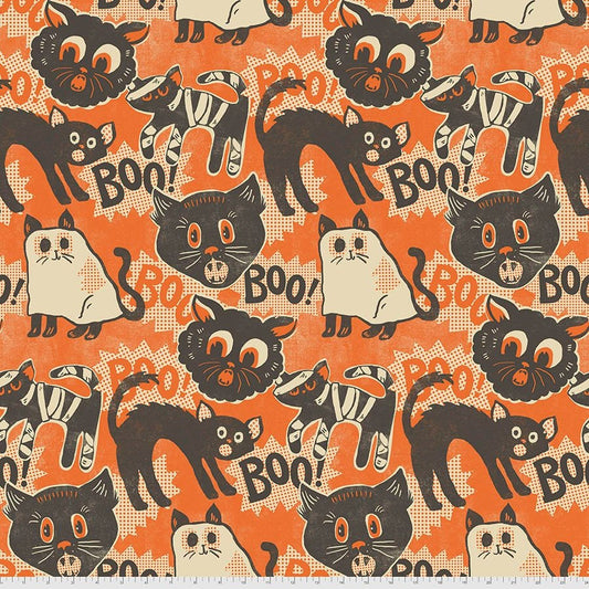 Spooktacular by Maude Asbury Scaredy Cat Orange PWMA011.XORANGE Cotton Woven Fabric