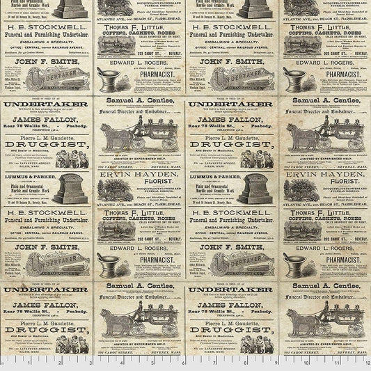 Regions Beyond by Tim Holtz Eclectic Elements Undertaker Neutral PWTH156.NEUTRAL Cotton Woven Fabric