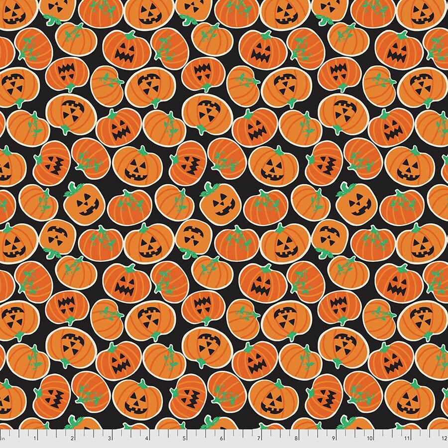 Boolicious by Maude Asbury Pumpkin Bites Black PWMA004.XBLACK Cotton Woven Fabric