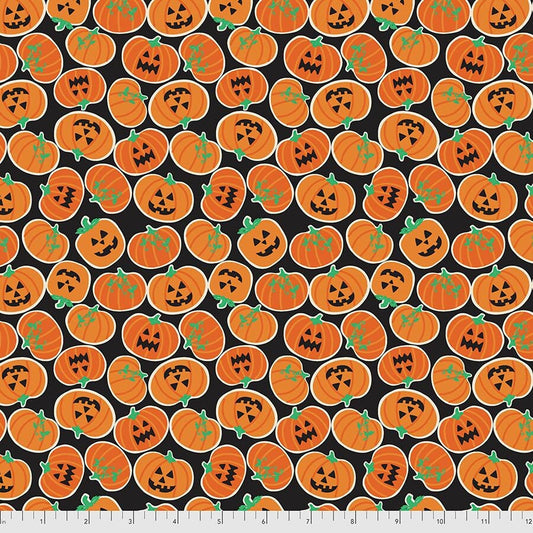 Boolicious by Maude Asbury Pumpkin Bites Black PWMA004.XBLACK Cotton Woven Fabric