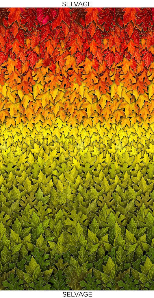 Fall Glory Ombre Harvest Metallic Leaves 12" Repeat Sold as 36" Panel PANEL-CM8540-MULTI Cotton Woven Fabric