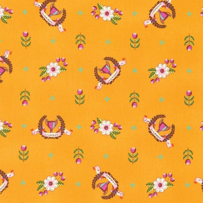 Tula Pink Slow and Steady Winner's Circle Orange Crush PWTP089.OrangeCrush Cotton Woven Fabric