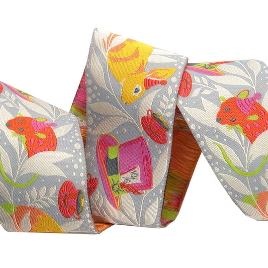 Tula Pink Curiouser & Curiouser Ribbon 2" Madhatter Pink TK 76 48mm Col 2c Woven Ribbon Priced per yard