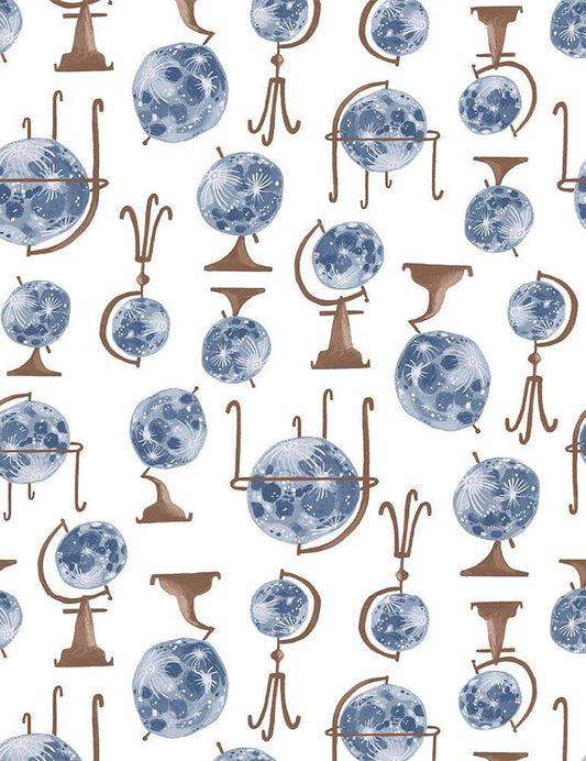 Starstuff by Rae Ritchie Globes White STELLA-SRR1850-WHITE Cotton Woven Fabric