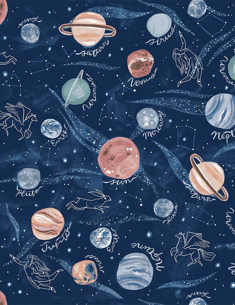 Starstuff by Rae Ritchie Planets STELLA-SRR1854-MULTI Cotton Woven Fabric