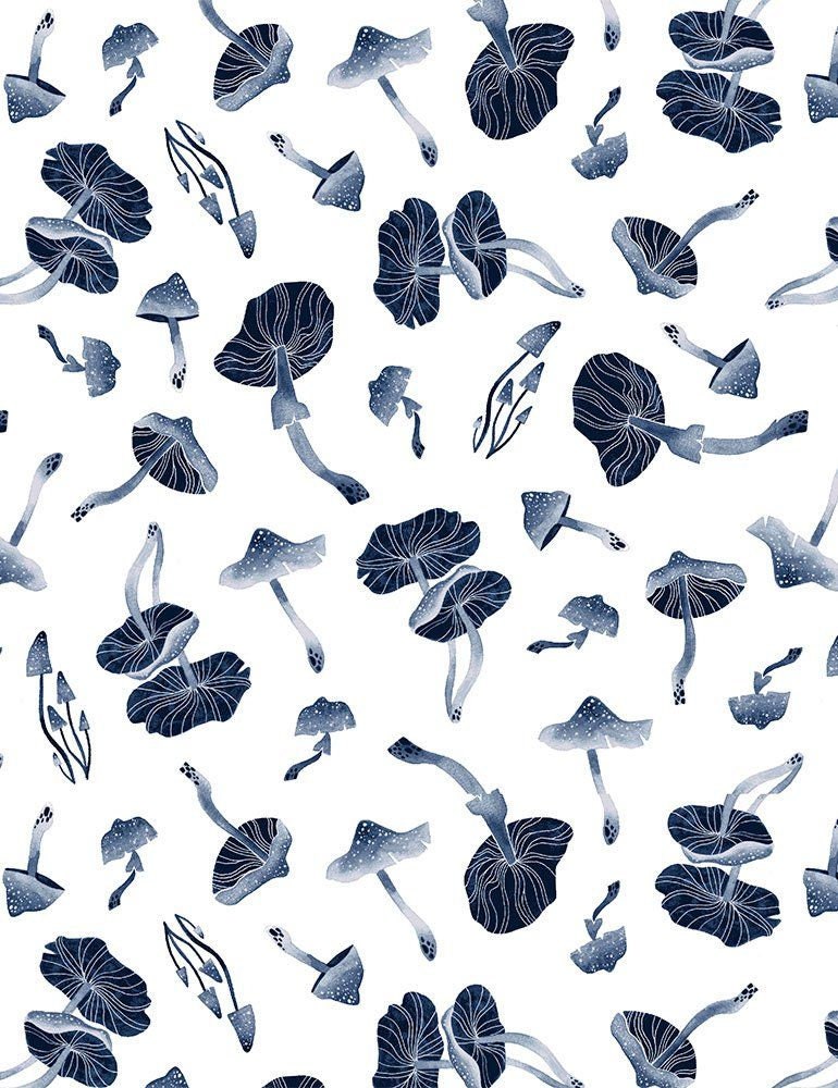 Starstuff by Rae Ritchie Mushrooms White STELLA-SRR1851-WHITE Cotton Woven Fabric