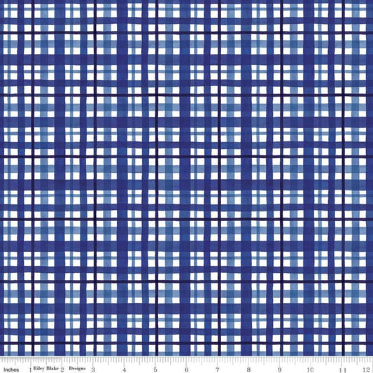 At The Lake by Tara Reed Plaid Blue C10553-BLUE Cotton Woven Fabric