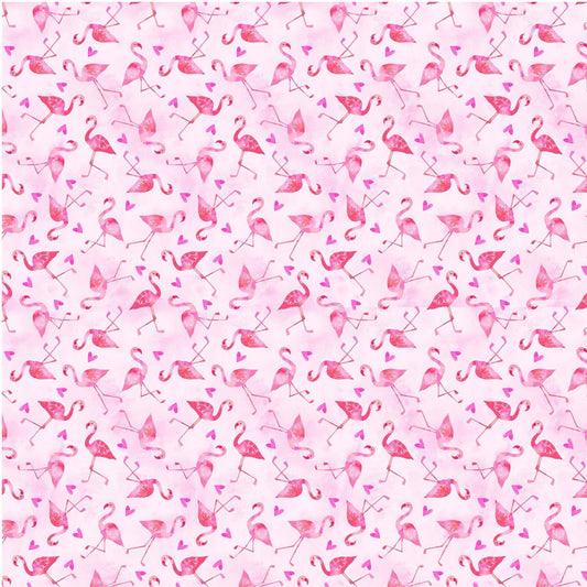 Good Vibes Only Flamingos Pink CX9814-PINK Cotton Woven Fabric