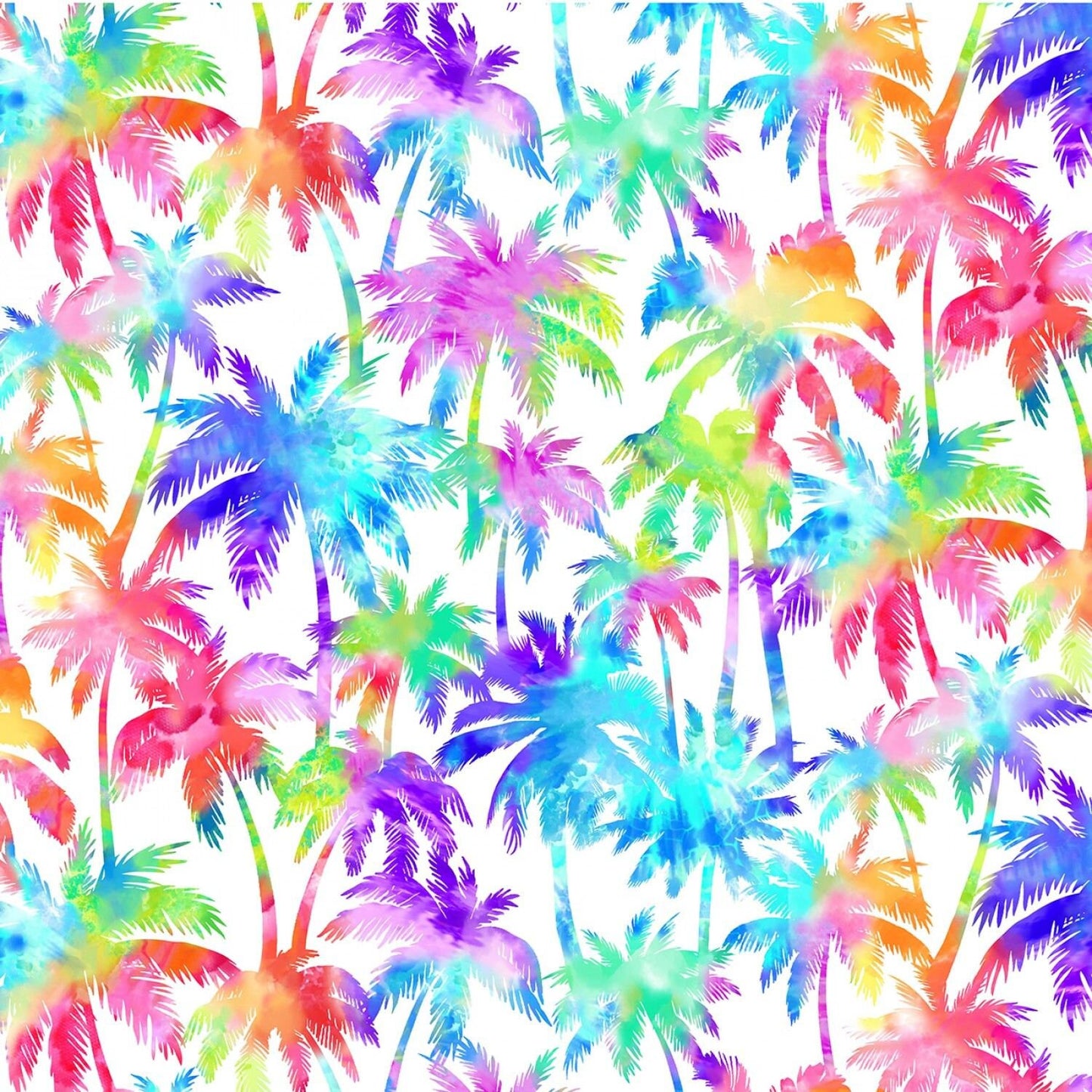 Good Vibes Only Palm Trees White CX9815-WHITE Cotton Woven Fabric