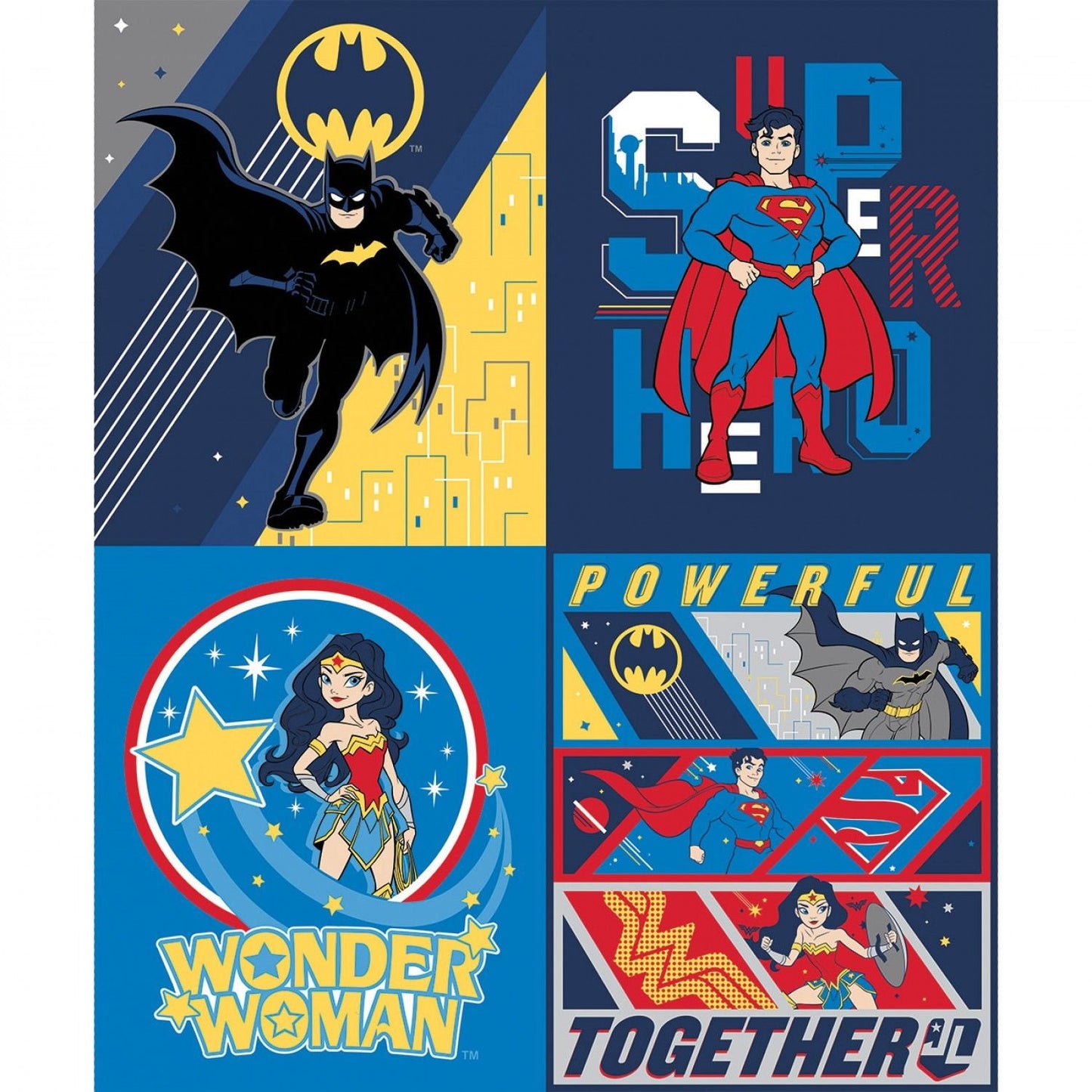 Licensed Young DC by DC Comics 36" Panel Justice League Powerful Together 23421478P-1 Cotton Woven Panel