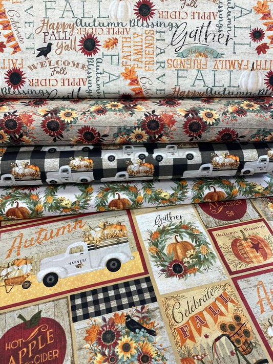 Happy Fall by Beth Albert Truck 18118-MLT Cotton Woven Fabric