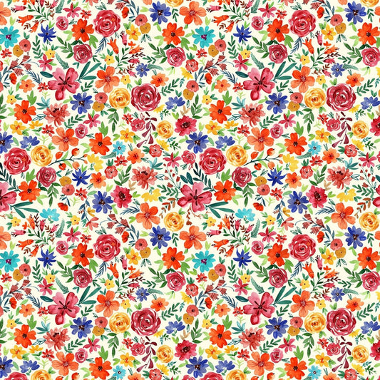 Everyone is Invited Flower Joy Cream DCX9800-CREM Cotton Woven Fabric