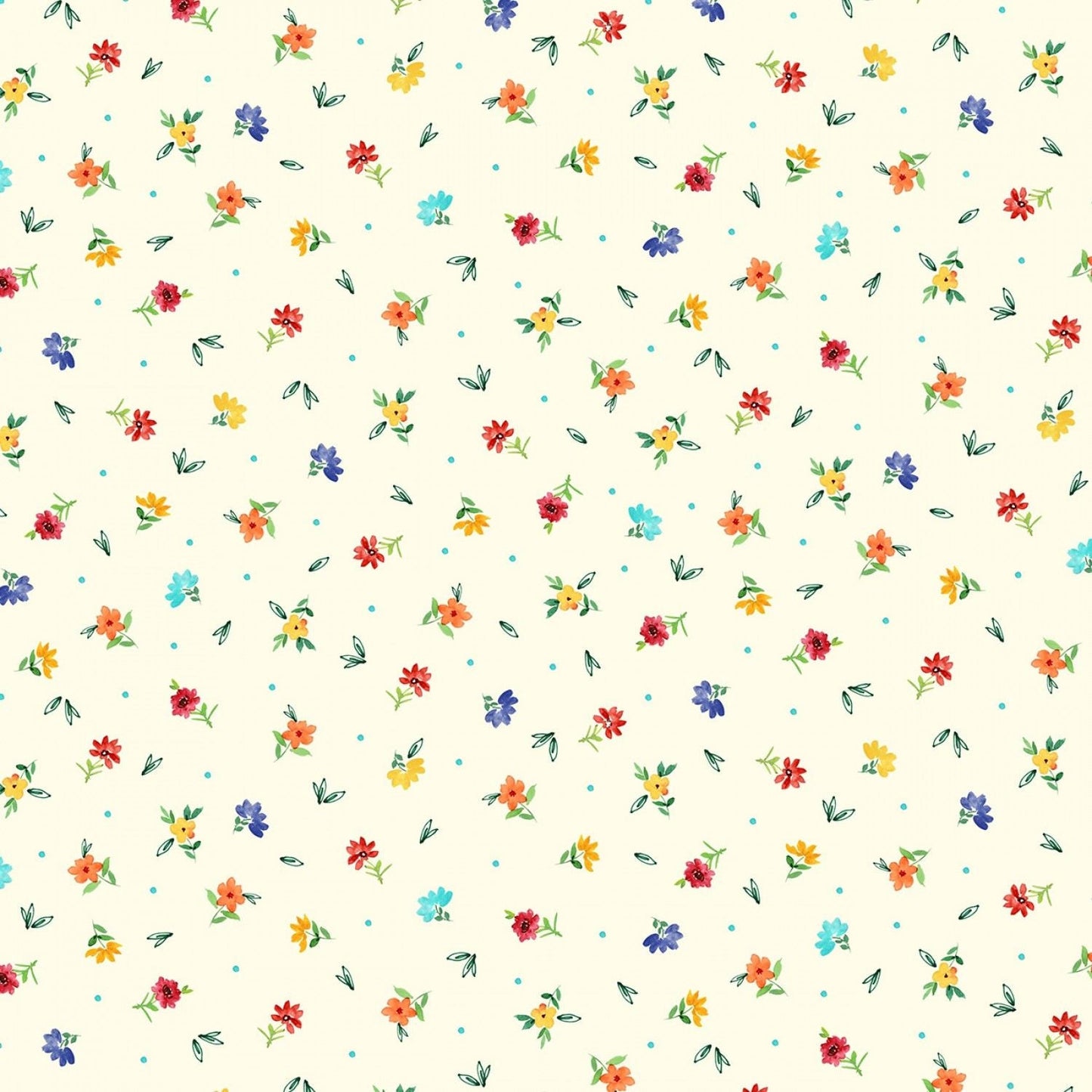 Everyone is Invited Dotty Flowers Cream CX9804-CREM Cotton Woven Fabric