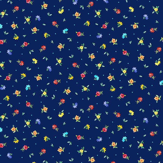 Everyone is Invited Dotty Flowers Navy CX9804-NAVY Cotton Woven Fabric