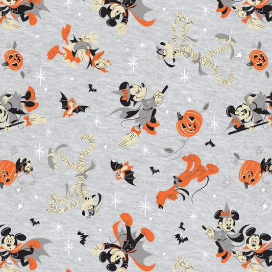 Character Halloween 2 Licensed Mickey Mouse Costumed Friends Gray 85271027-1 Cotton Woven Fabric