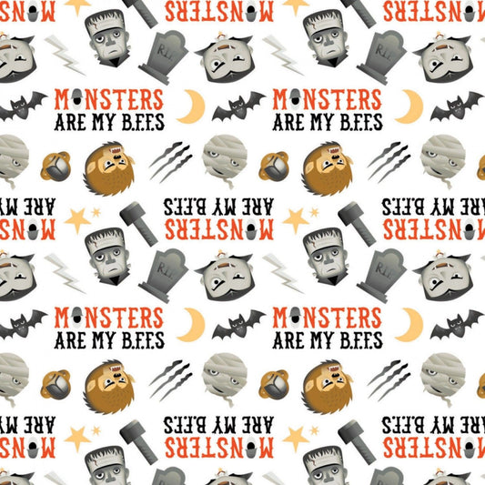 Character Halloween 2 Licensed Monster BFF White 96560107-1 Cotton Woven Fabric